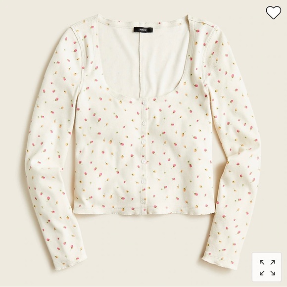 J. Crew Tops - NWT J. Crew Scoop Neck Ribbed Cardigan M rosebud print